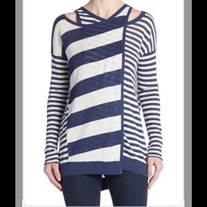 Tess Giberson Striped Wrap Sweater Small